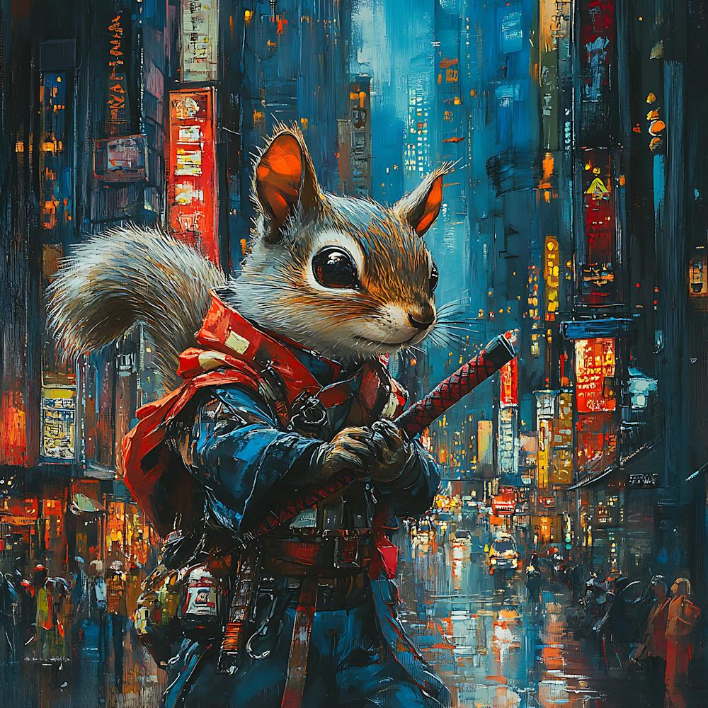 Fond Écureuil Ninja de Ville Futuriste 5