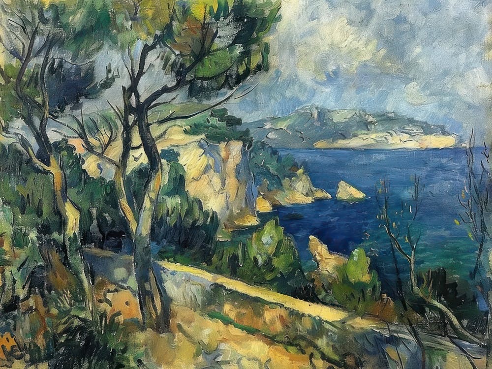 Aqua Reflections Painting Inspired By Paul Cezanne