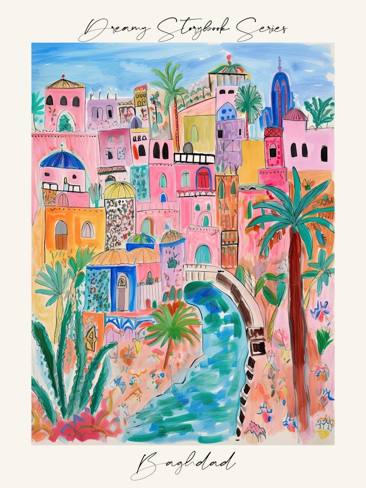 Poster Of Baghdad, Dreamy Storybook Illustration 3