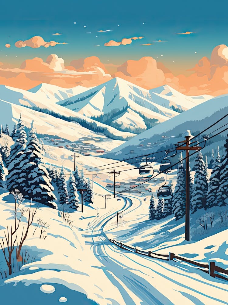 Park City Mountain Resort   Utah, Usa, Ski Resort Illustration 0 Simple Style