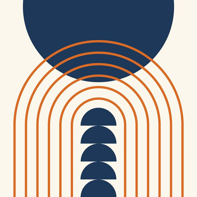 Modern Mid Century Gateway Sun Rainbow 12 In Navy Blue Orange 02