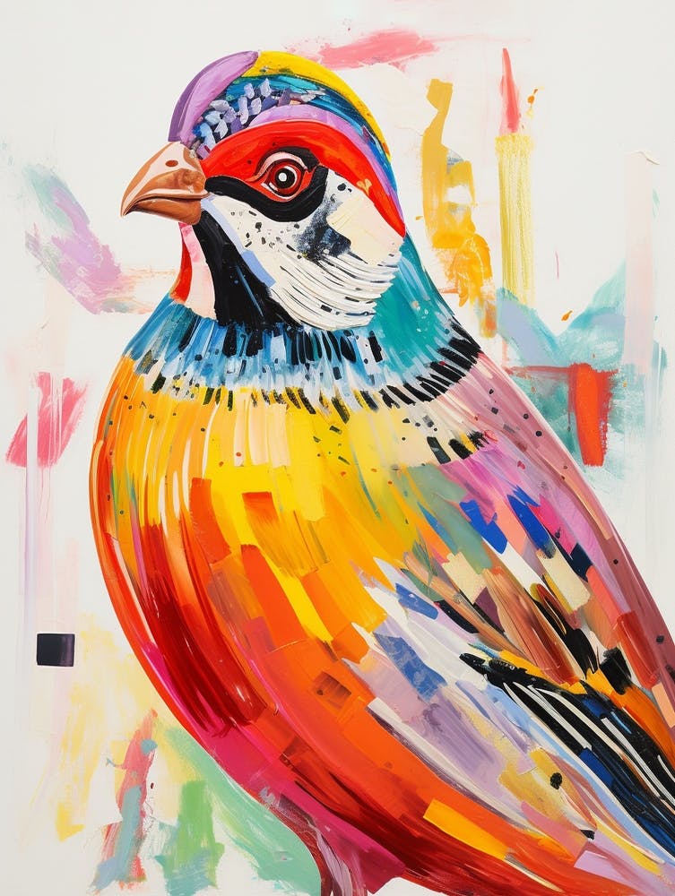 Peinture d'Oiseau Colorée Perdrix 3