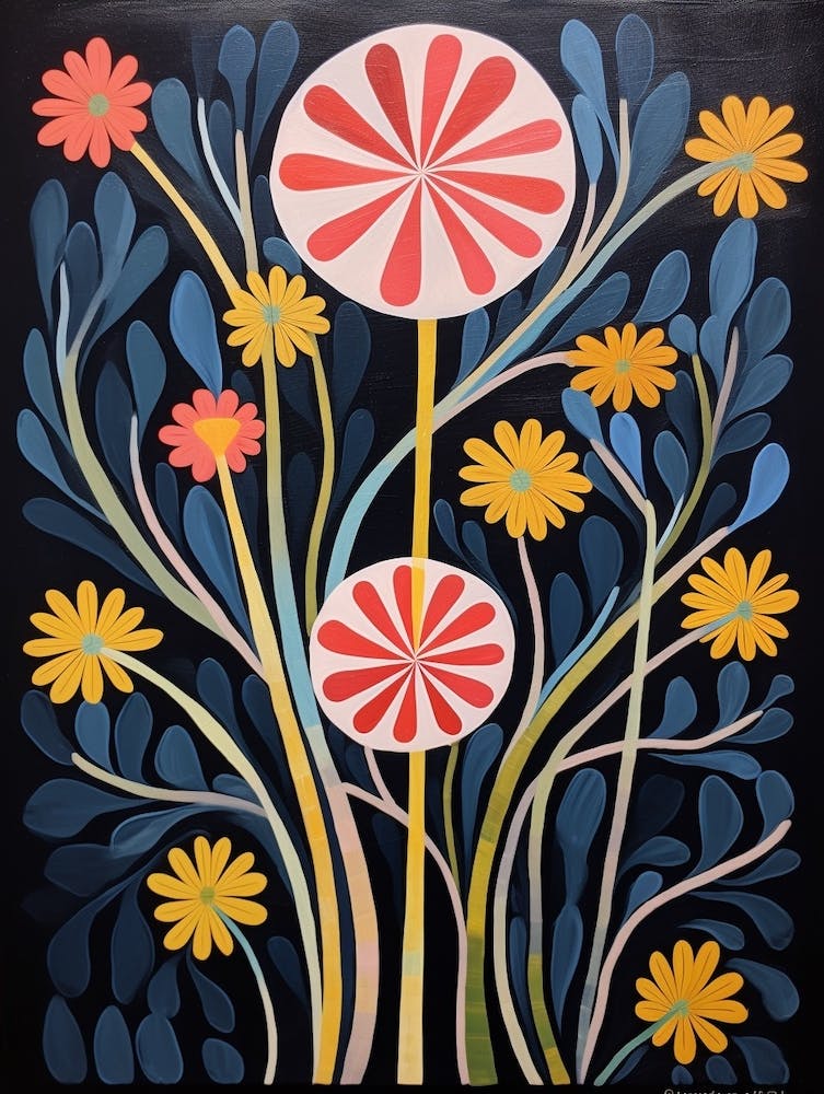 Flax Flower 1 Hilma Af Klint Inspired Flower Illustration