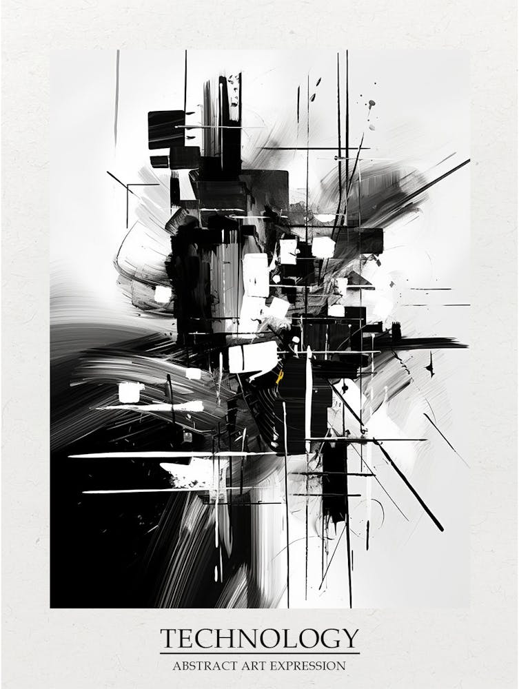 Technologie Abstraite Noir Et Blanc 4 Affiche