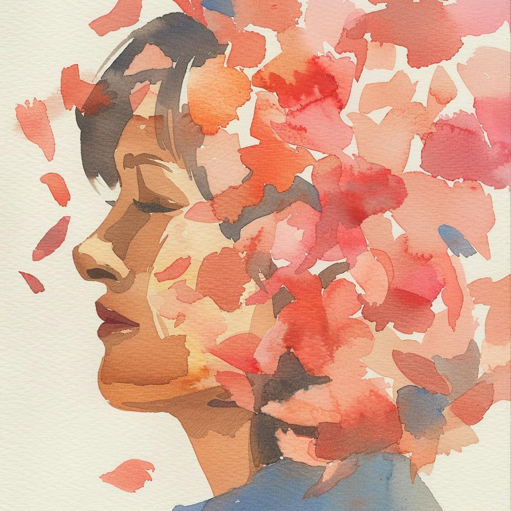 Watercolor Flower Girl With Petals 1