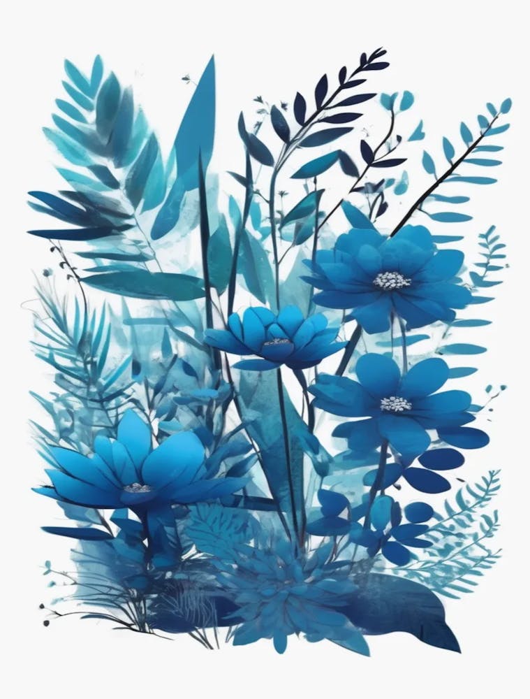 wildflower blue garden plant print 5