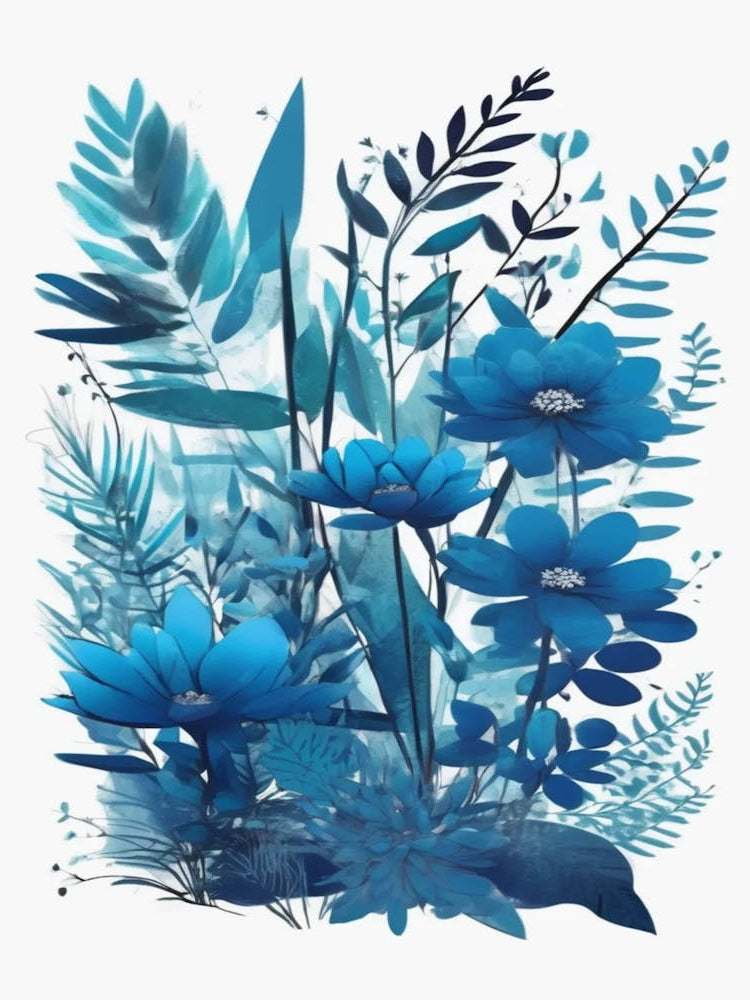 wildflower blue garden plant print 5