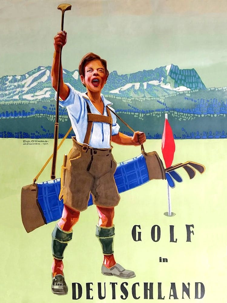 Golf In Deutchland, Vintage Travel Poster