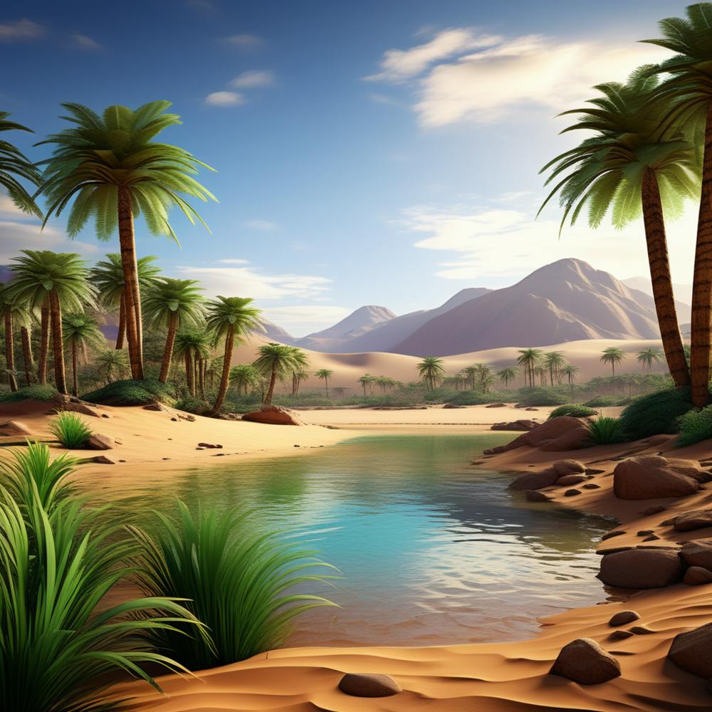 Desert Landscape With Palm Trees 1