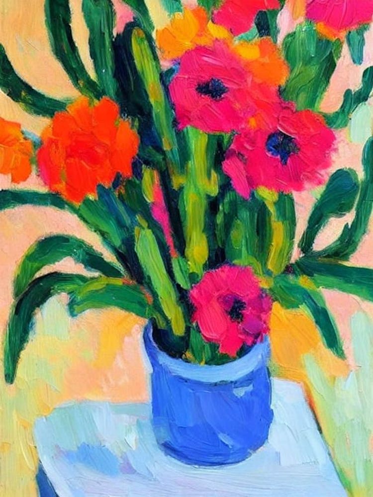 Cactus Flower Floral Abstract Block Colour 2 Flower