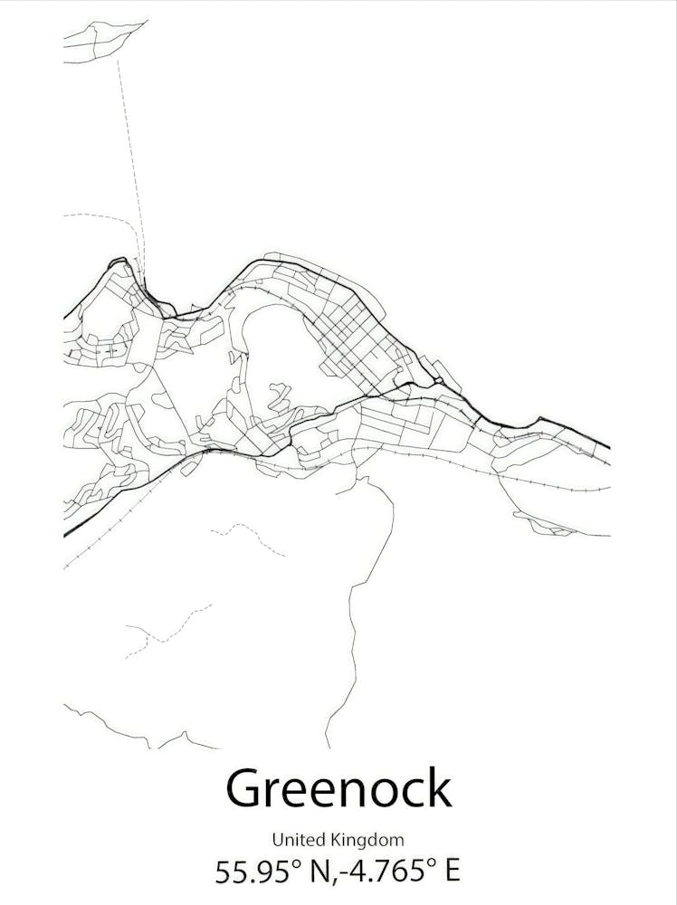 Greenock,United Kingdom Minimalist Map