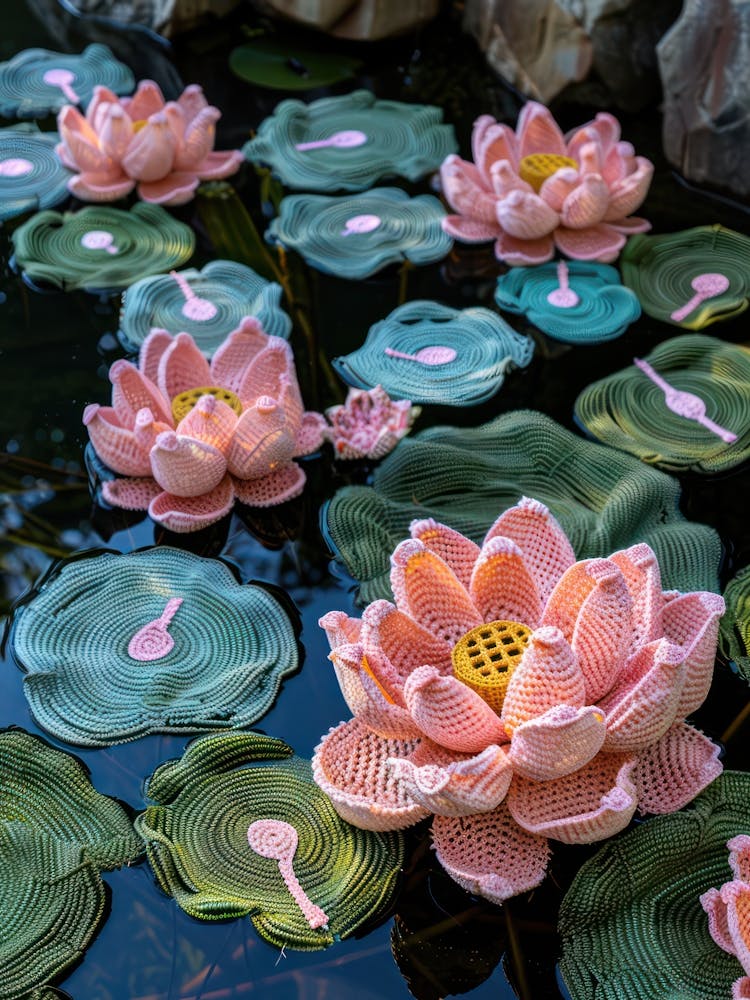 Pink Lotus Knitted In Crochet 7