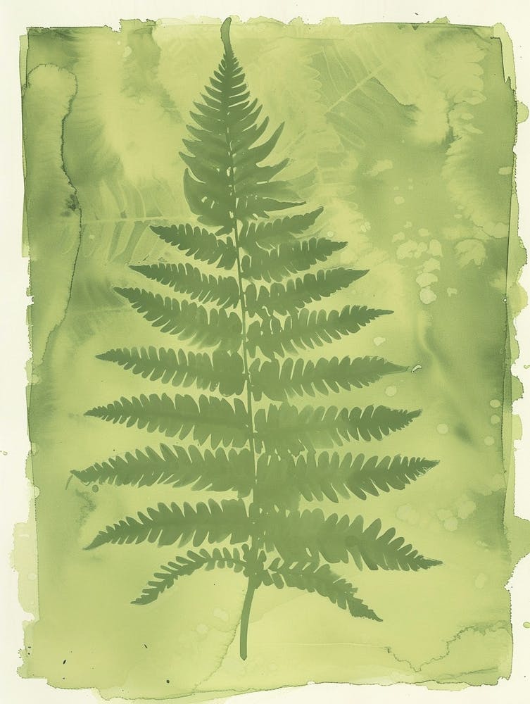 Green Ink Painting Of A Boston Fern 1