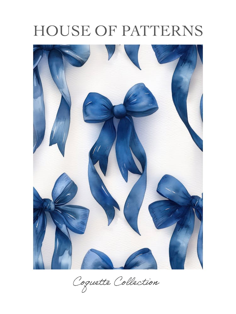 Blue Lace Bows 1 Pattern Poster
