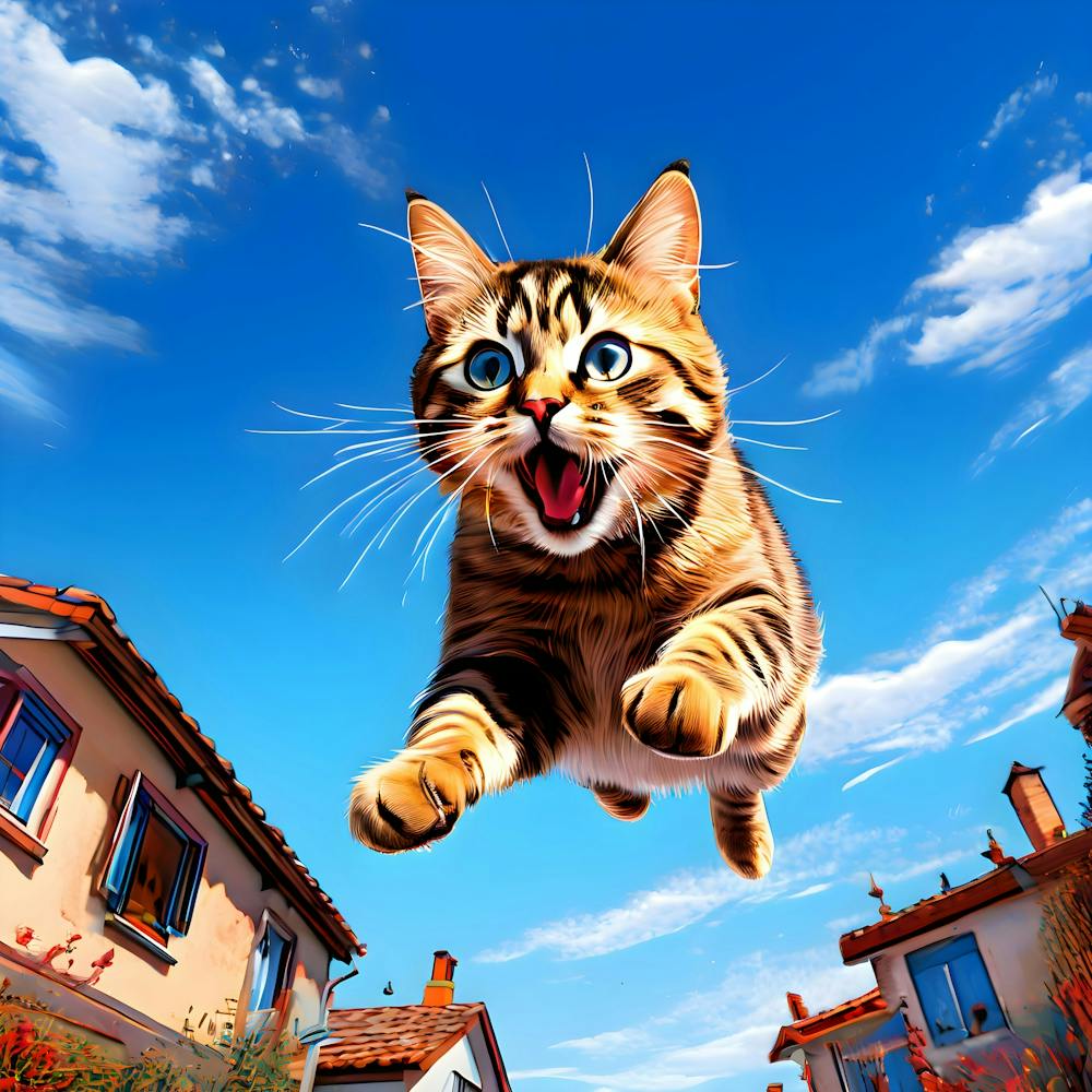 Cat Flying In The Sky