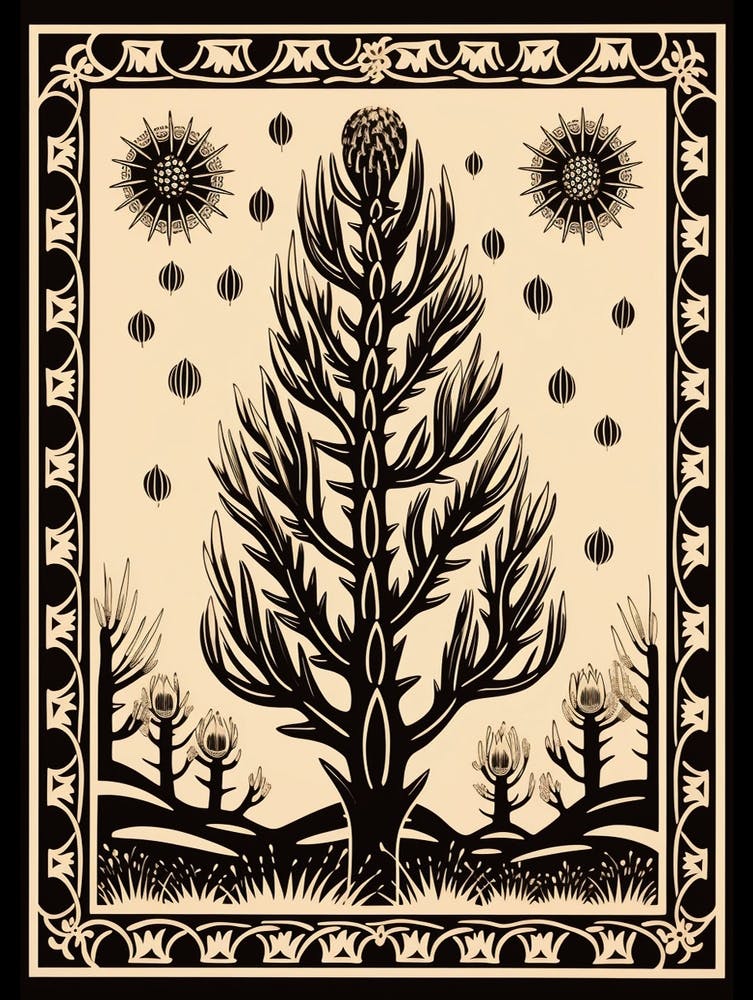 B&W Cactus Illustration Cylindropuntia Kleiniae 4