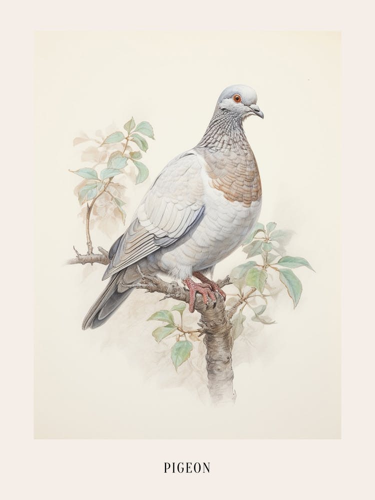 Vintage Bird Drawing Pigeon 3 Poster