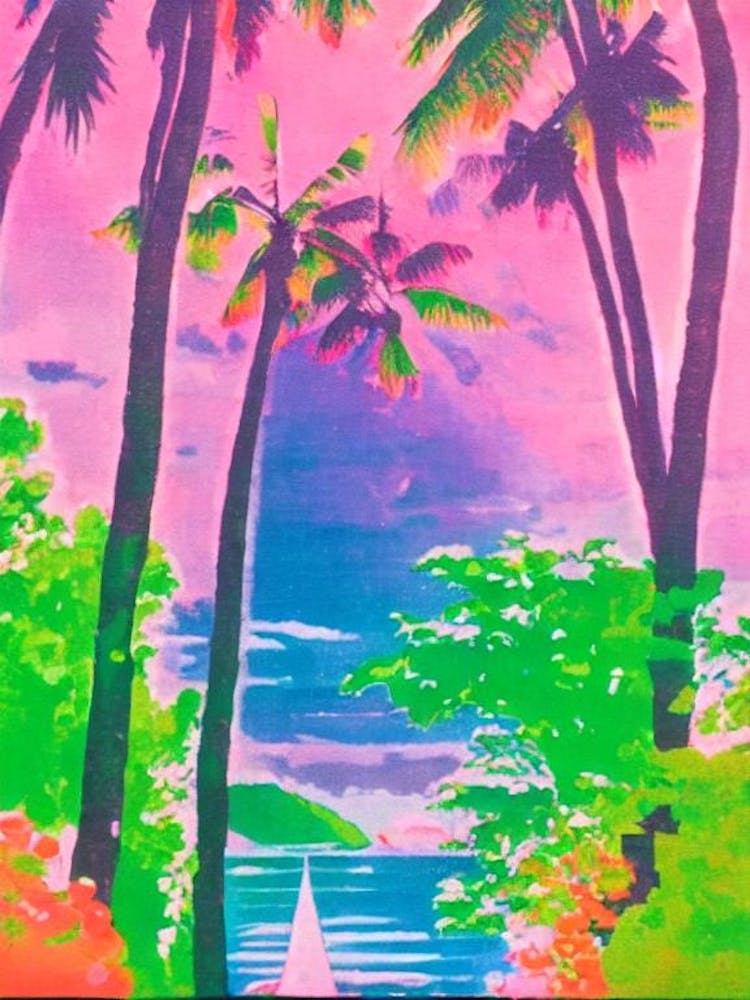 Port Of Pointe À Pitre Guadeloupe Retro Risograph Print 1 harbour