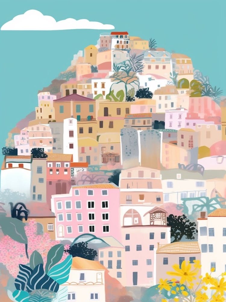 Positano 2, Italien Illustration