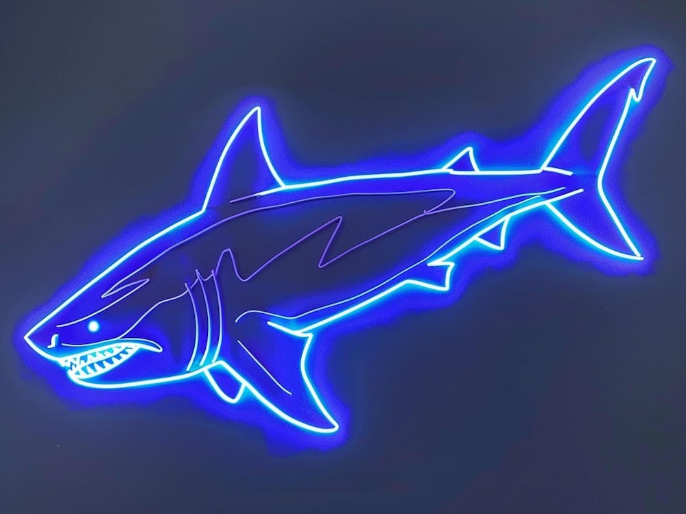Blue Neon Great White Shark 2