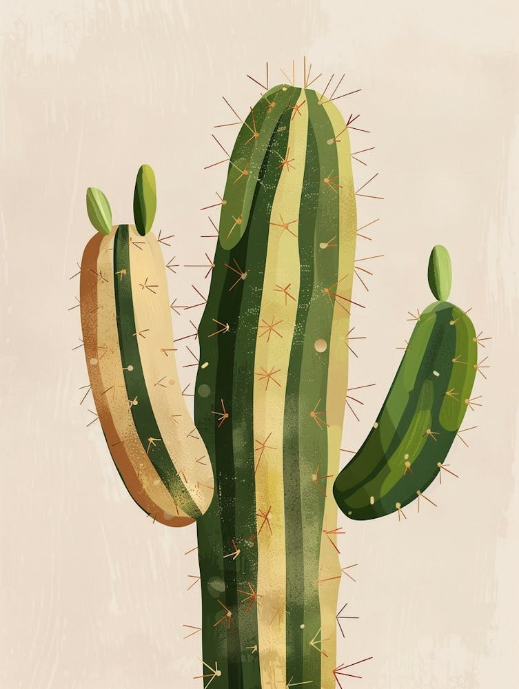 Illustration Abstraite Minimaliste de Cactus Rebutia 1