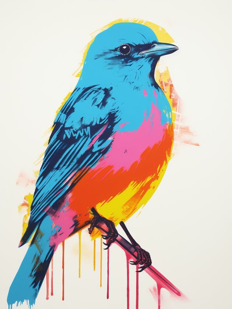 Andy Warhol Style Bird Bluebird 3