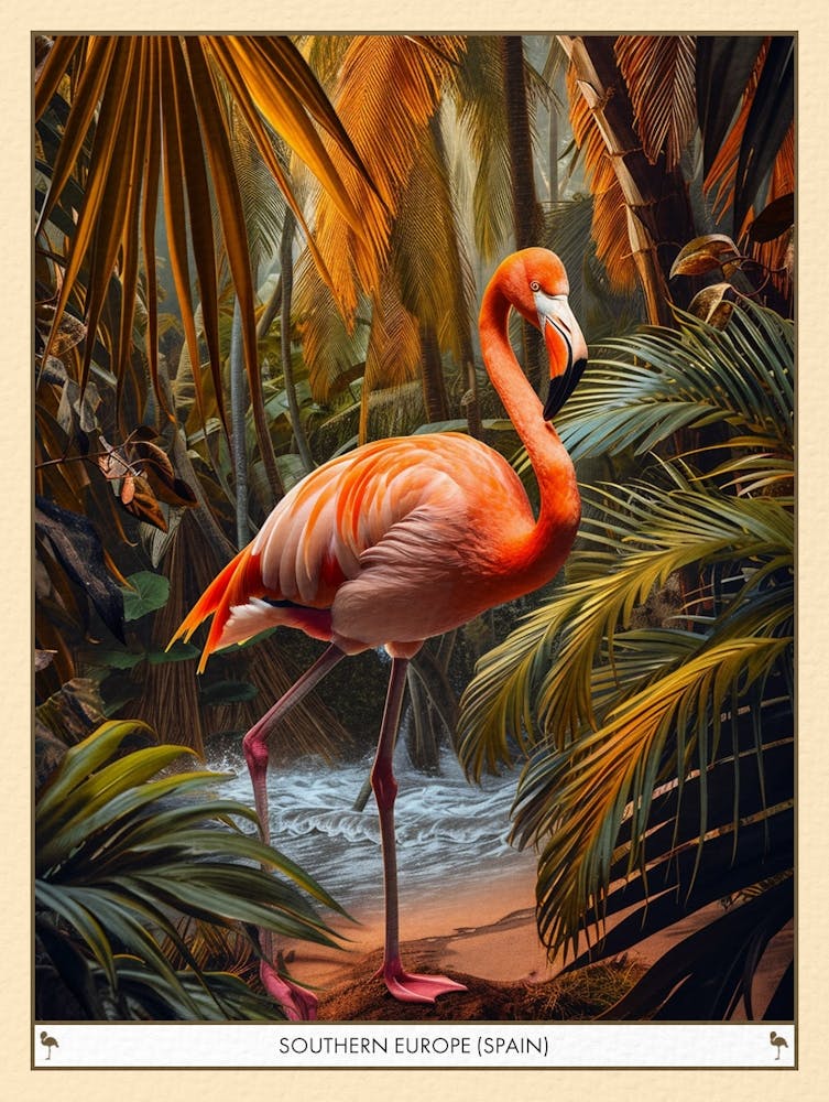 Greater Flamingo Southern Europe Spain Tropical Illustration 3 Poster