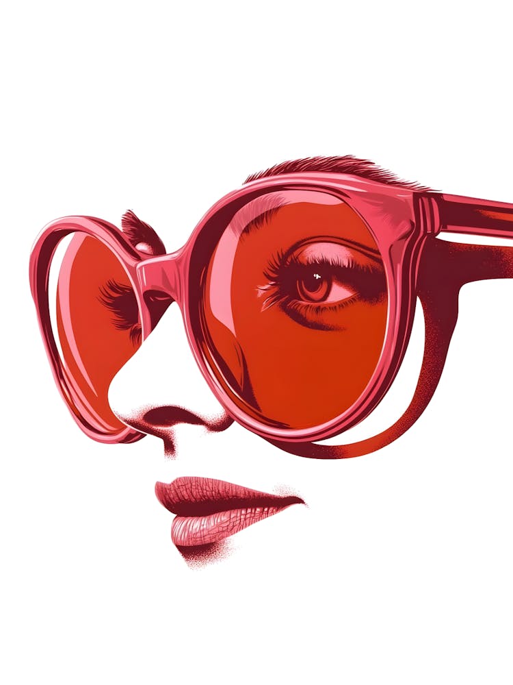 Frau mit roter Sonnenbrille