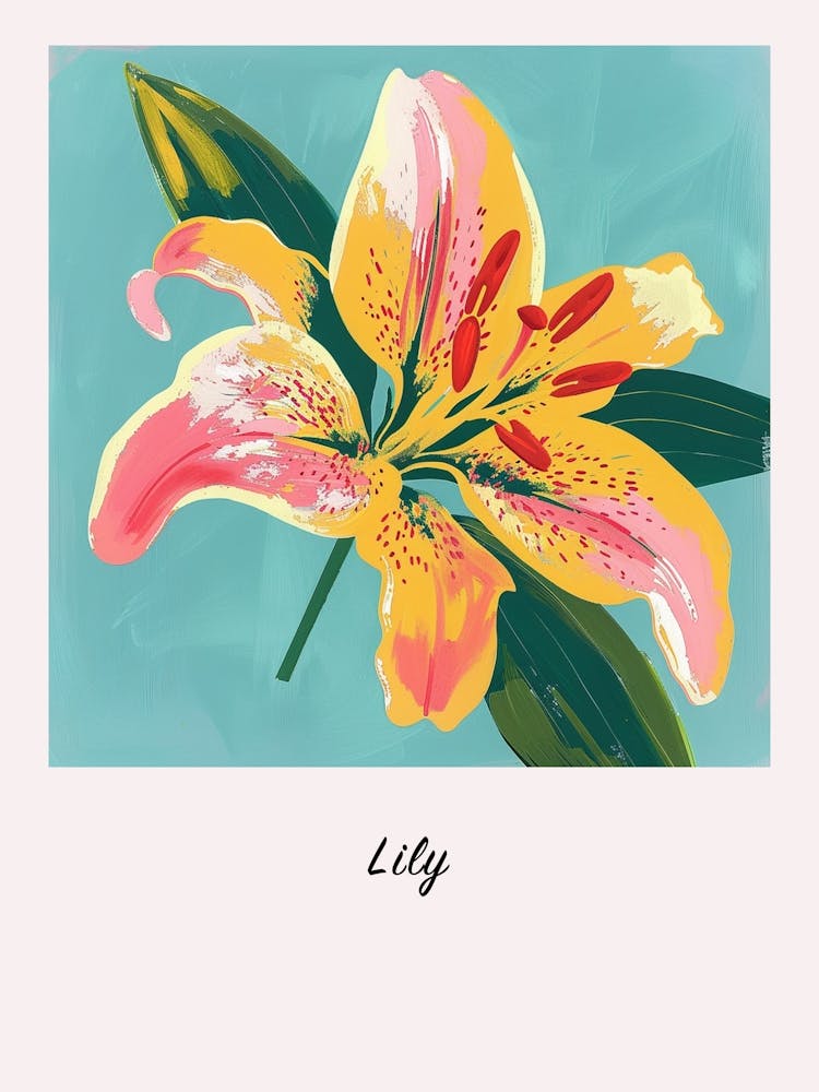 Lily 3 Square Flower Illustration Poster