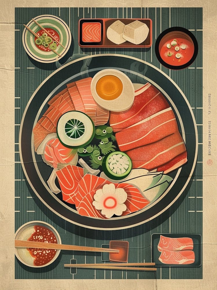 Sukiyaki Japanese Dish Mid Century Modern
