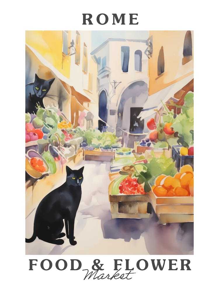 Food Market With Cats In Rome 4 Poster
