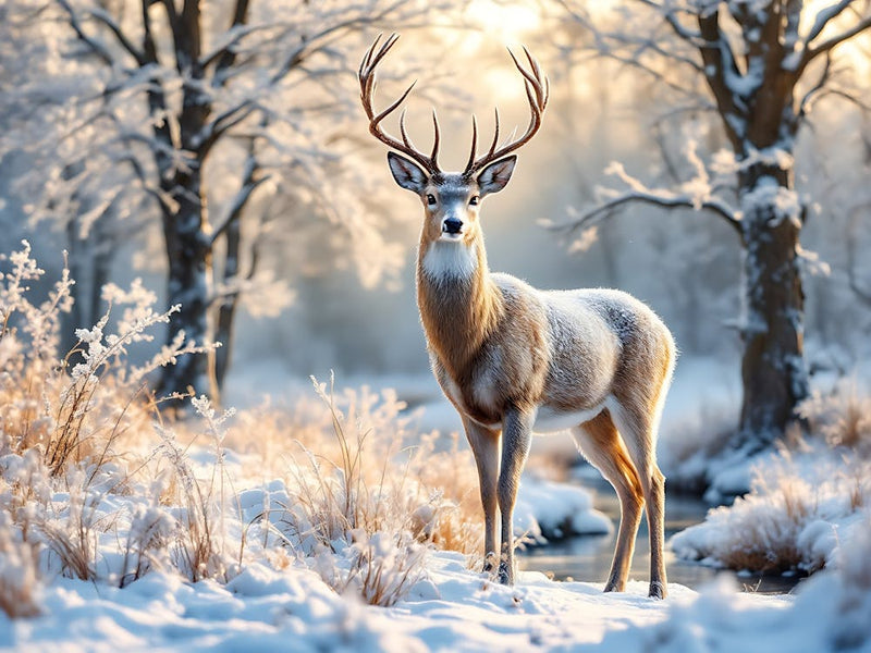 Deer In Winter Forest