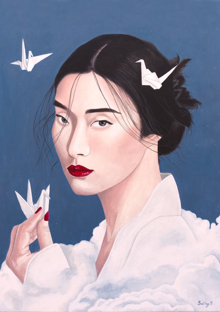 Chinese Woman With Origami Crane