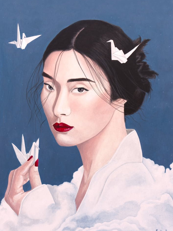 Chinese Woman With Origami Crane