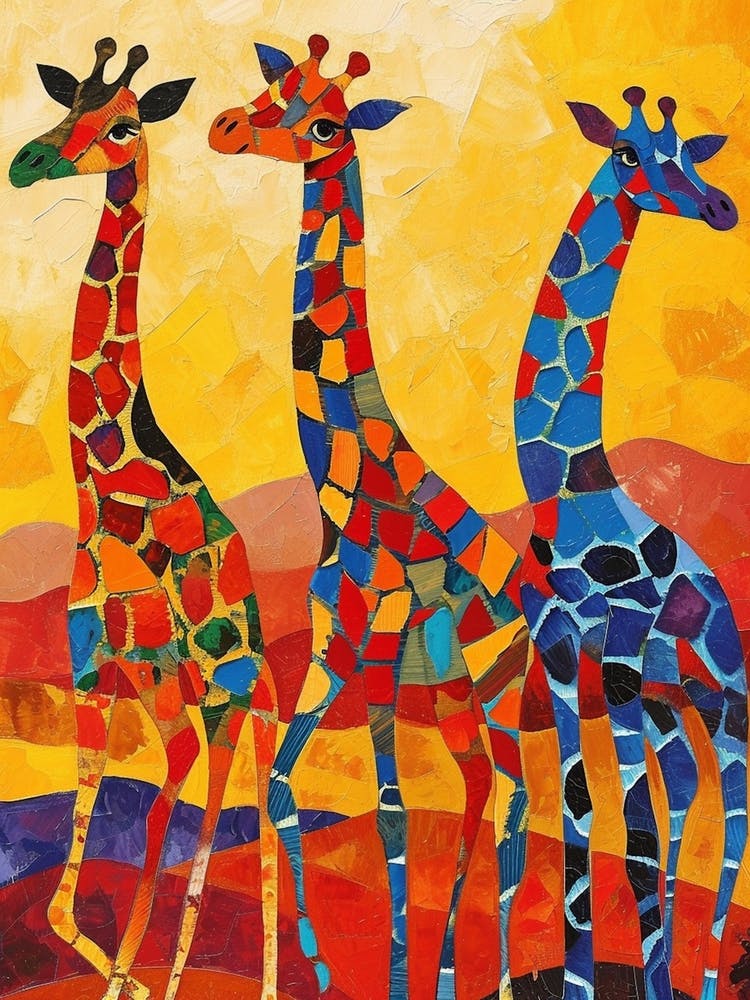 Geometric Warm Tone Giraffes 2