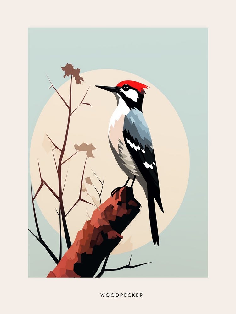 Minimalist Woodpecker 1 Bird Poster