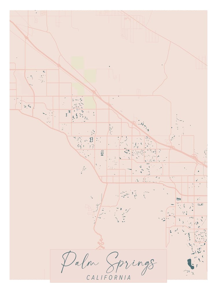 Palm Springs California Pink and Blue Cute Script Street Map