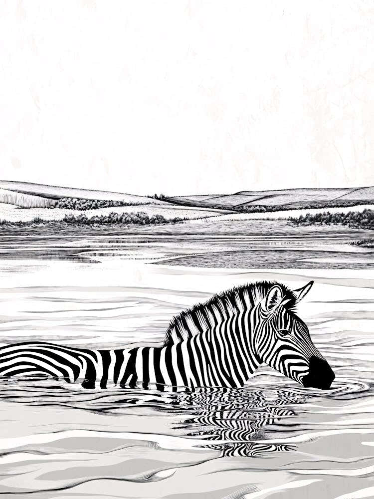Zebra In Water 1