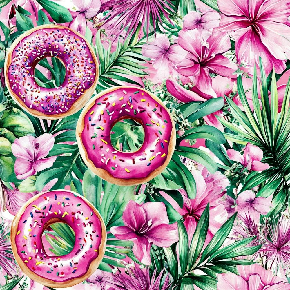 Donuts On A Tropical Background Art