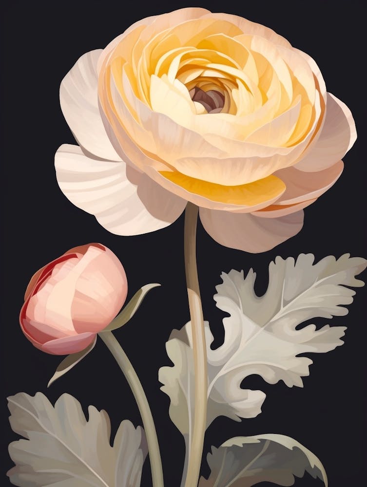 Ranunculus 4 Flower Painting