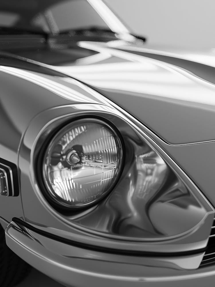 Close Up Of A Silver Sports Car