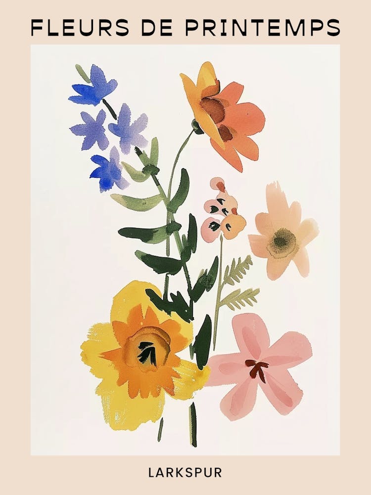 Frühlingsblumen Französisches Poster Rittersporn 1