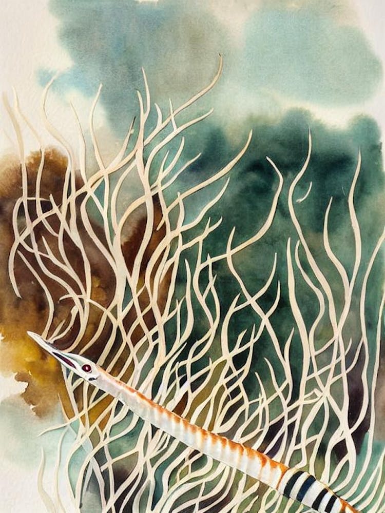 Trumpetfish Vintage Graphic Watercolour