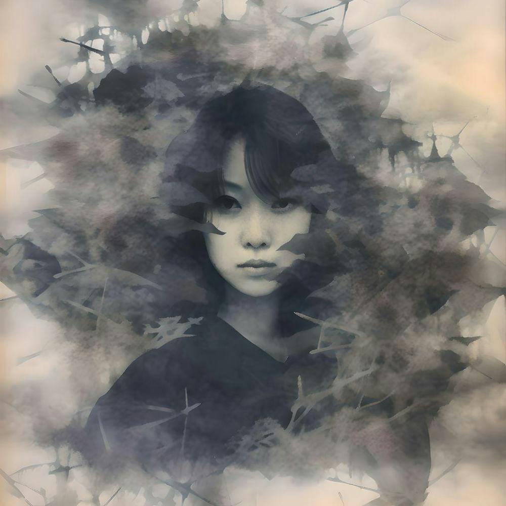 Ink & Watercolour Gothic Woman, Japanese Horror