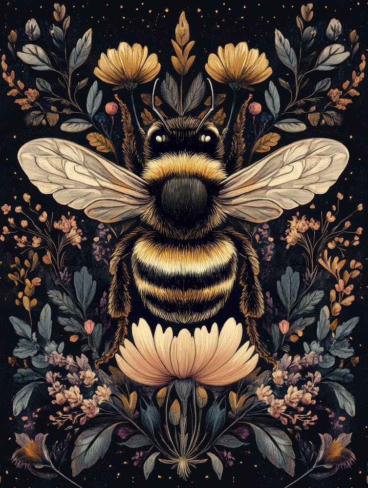 Bee With Flowers