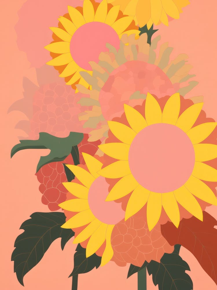 Sunflowers Flower Big Bold Illustration 1