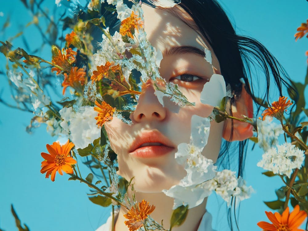 Asian Girl With Flowers 1