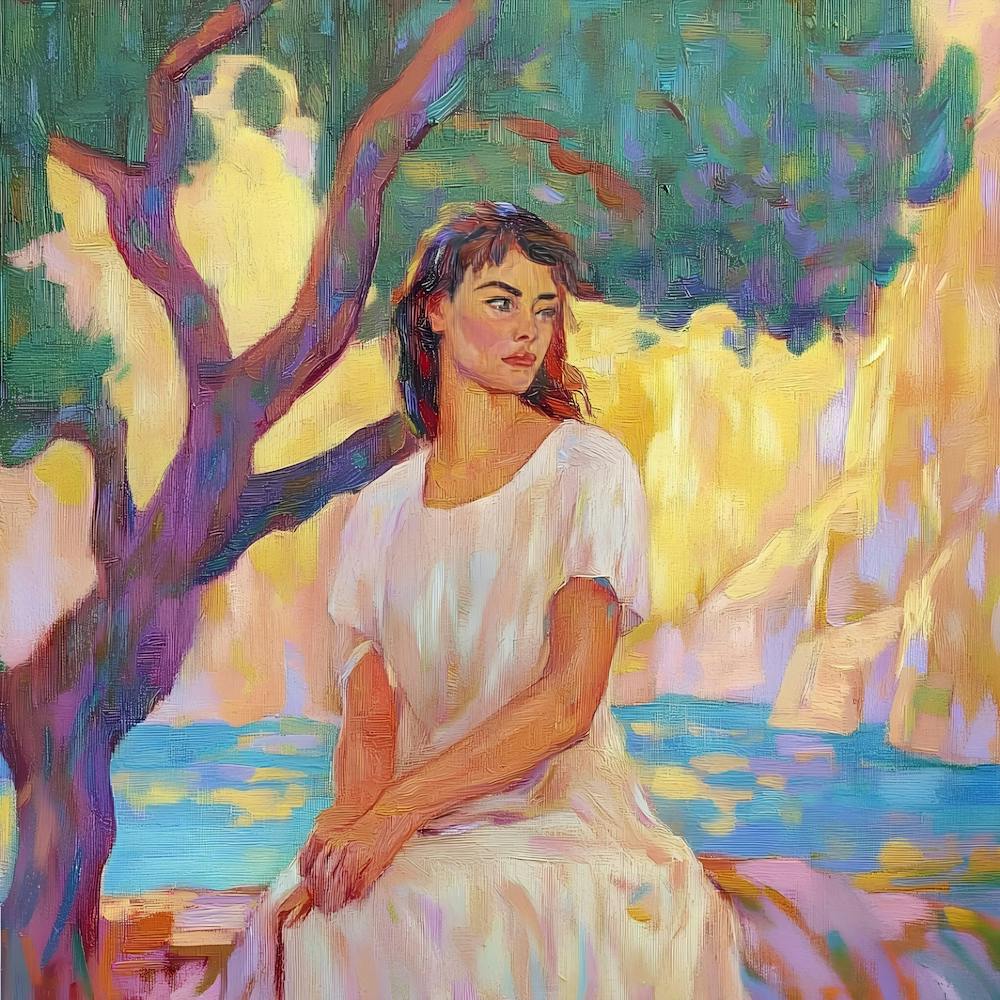 Woman Sitting Under A Tree