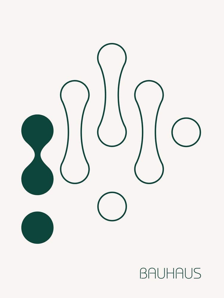 Retro Bauhaus Poster White & Green