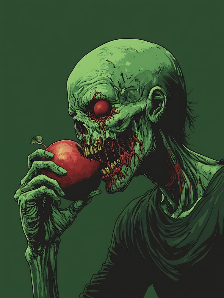 Scary Zombie Eating An Apple 4